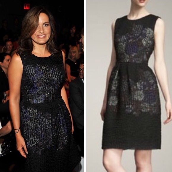 Lela Rose Runway Sleeveless Metallic Abstract Textured Mini Dress Black Multi 8 - Picture 1 of 12